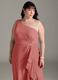 Azazie Liza Final Sale Agave Mermaid One Shoulder Chiffon Dress image10