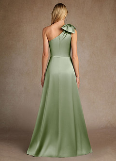 Azazie Easton Abiti per la Madre della Sposa Abito A-Line in Raso Elasticizzato Monospalla Verde Salvia image3