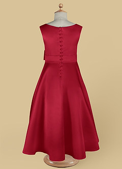 Azazie Lindy Flower Girl Dresses Scarlet A-Line Pleated Matte Satin Dress image14