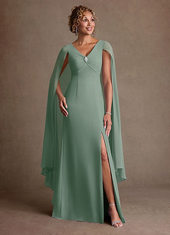 Azazie Boudica Mother of the Bride Dresses Silver Sage A-Line Pleated Chiffon Dress image3