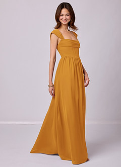 Barbie ♥ Azazie Bridesmaid Dresses Butterscotch A-Line Corset Chiffon Dress image3