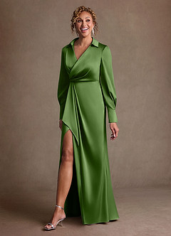 Azazie Jacinta Klänningar till brudens mor Klä Tubklänning i Stretch Satin Plisserad Basilika image2