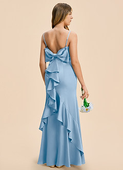 Azazie Lioren Junior Powder Blue Sheath Bow Stretch Satin Dress image1