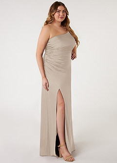 Azazie Eren Bridesmaid Dresses Frost Mermaid One Shoulder Stretch Satin Dress image16