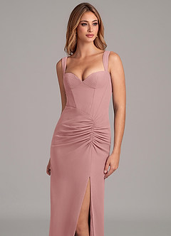 Azazie Ayla Final Sale Emerald Sheath Sweetheart Neckline Chiffon Dress image2