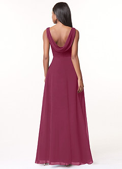 Azazie Karina At-home Try On Dresses Mulberry A-Line Pleated Chiffon Dress image2