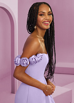 Barbie ♥ Azazie Bridesmaid Dresses Lilac A-Line Off the Shoulder Chiffon Convertible Dress image10