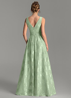 Azazie Vanessa Robes de demoiselle d'honneur Robe Trapèze en Jacquard floral dévoré Plissé Vert Sauge image6