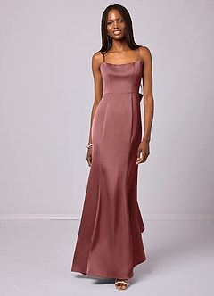Barbie ♥ Azazie Bridesmaid Dresses Amethyst Mermaid Bow Stretch Satin Dress image4