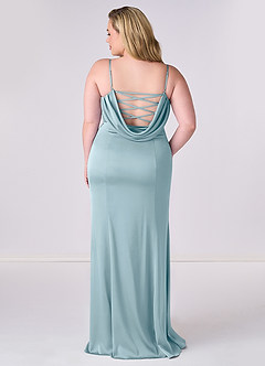 Barbie ♥ Azazie Bridesmaid Dresses Moody Blue Mermaid Corset Stretch Satin Dress image7