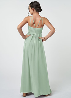 Azazie Leighton Junior Agave A-Line Pleated Chiffon Dress image3