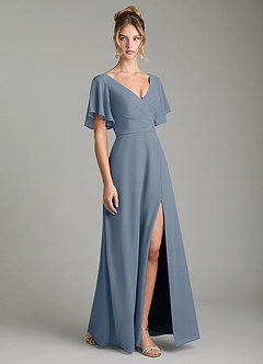 Azazie Ambrosia Bridesmaid Dresses Twilight A-Line Pleated Chiffon Dress image5