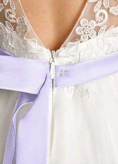 Azazie Lettie Jurken voor bloemenmeisjes Baljurk Jurk van Kant Ivoor Lila image6