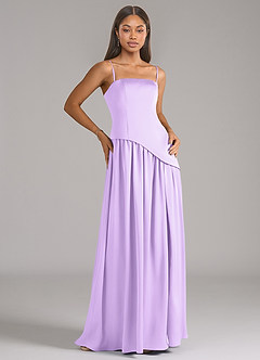 Azazie Adeline Bridesmaid Dresses Lilac A-Line Strapless Stretch Satin Convertible Dress image7