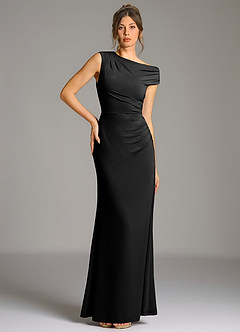 Azazie Nazanin Bridesmaid Dresses Black Mermaid Off the Shoulder Premium Stretch Jersey Dress image5