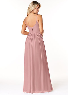 Azazie Rayna Vestidos de madrinha de casamento Vestido Rosa Empoeirada de Chiffon de Linha A com Plissado image2