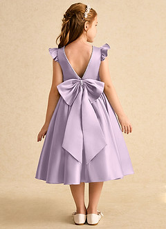 Azazie Dumpling vestidos de niña de las flores Vestido de Lila Esmerilada de Satin Mate de Corte en A con Lazo image1