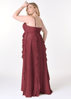Azazie Peyton Bridesmaid Dresses Merlot A-Line Ruched Chiffon Dress image10