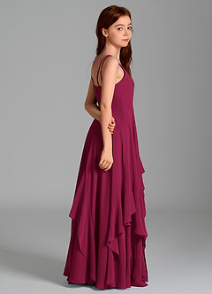 Azazie Karan Junior Vestido Borgoña de Gasa de Corte en A image6