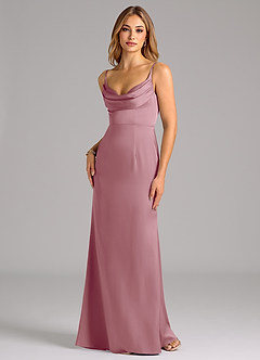 Azazie Aimee Bridesmaid Dresses Vintage Mauve A-Line Sweetheart Neckline Stretch Satin Dress image1