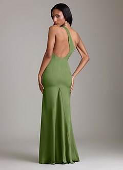 Azazie Voni Robes de demoiselle d'honneur Robe Sirène en Satin extensible Une épaule Genévrier image2