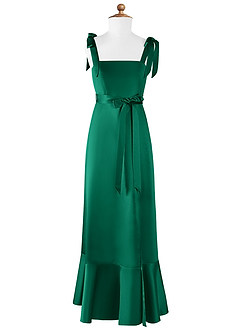 Azazie Barbara Junior Vestido de Esmeralda de Satin Mate de Corte En A con Lazo image6