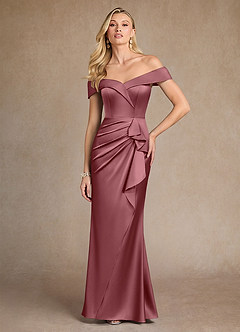 Azazie Laredo vestidos de madre de la novia Vestido de Rosa Del Desierto de Satén Elástico de Sirena con Vestidos sin tirantes image3
