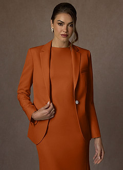 front Kennedy Laranja Queimada Conjunto de paletó estruturado e tecido elástico