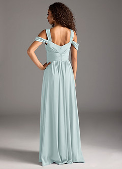 Azazie Lianne Bridesmaid Dresses Mist A-Line Off the Shoulder Stretch Satin Dress image5