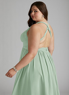Azazie Ashia Bridesmaid Dresses Agave A-Line Pleated Chiffon Dress image8