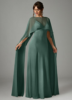 Azazie Stefania Bridesmaid Dresses Eucalyptus A-Line Stretch Satin Dress image3