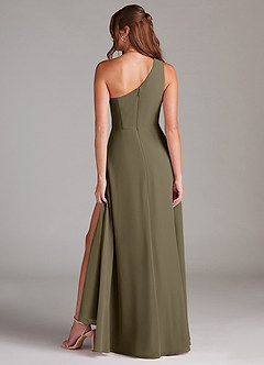 Azazie Brooke Bridesmaid Dresses Willow Green A-Line One Shoulder Chiffon Dress image7