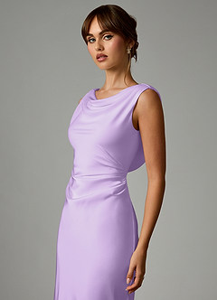 Azazie Kieryn Bridesmaid Dresses Lilac Mermaid Pleated Stretch Satin Dress image6