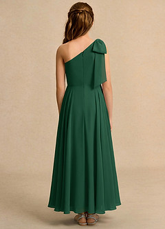 Azazie Guppy Girls Formal Abiti da Ragazza di Fiori Abito A-Line in Chiffon Monospalla Verde Scuro image2