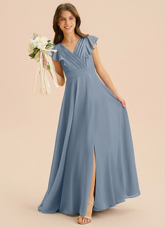 Azazie Anysa Junior Robe Trapèze en Mousseline de soie Rayé Violet Crépusculaire image3