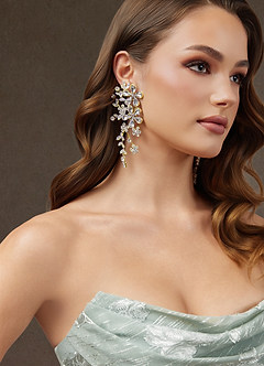 front Statement Crystal Flower Cluster Earrings