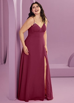 Barbie ♥ Azazie Bridesmaid Dresses Mulberry A-Line with Pockets Chiffon Dress image3