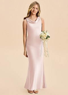 Azazie Rylina Junior Syrena Satyna elastyczna Długość podłogi Młodsza druhna Sukienka image3