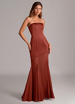 Azazie Uma Bridesmaid Dresses Terracotta Mermaid Strapless Chiffon Convertible Dress image3