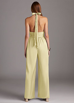 Azazie Oli Vestidos de damas de honor Sorbete De Limón de Satén Elástico de Mono con Plisado image2