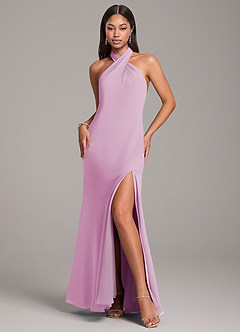 Azazie Lorena Abiti da Damigella Abito Sirena in Chiffon Plissettato Rosa Confetto image3