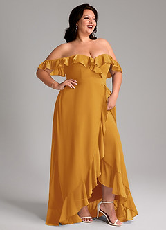 Azazie Lyra Bridesmaid Dresses Butterscotch A-Line Chiffon Convertible Dress image14