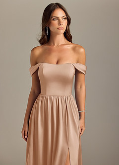 Azazie Calianna Bridesmaid Dresses English Rose A-Line Off the Shoulder Stretch Satin Convertible Dress image4