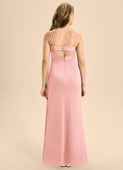 Azazie Renna Junior Robe Sirène en Satin extensible Plissée Rose Poudré image2