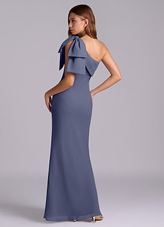 Azazie Yuanna Bridesmaid Dresses Stormy Mermaid One Shoulder Chiffon Dress image6