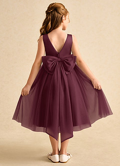 Azazie Winnie Blumenmädchenkleider Ballkleid Schleifen Tüll Kleid Cabernetrot image1