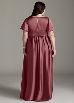 Azazie Verna Maternity Bridesmaid Dresses A-Line Ruched Stretch Satin Floor-Length Dress image11