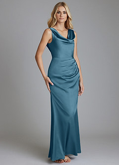Azazie Tallie Bridesmaid Dresses Bermuda Mermaid Pleated Stretch Satin Dress image7