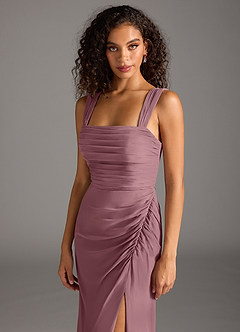 Azazie Jesaphine Bridesmaid Dresses Amethyst Sheath Bow Chiffon Dress image7