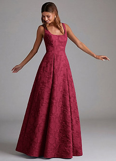 Azazie Amalie Robes de demoiselle d'honneur Robe Trapèze en Blumen-Burnout Plissée Bourgogne image4